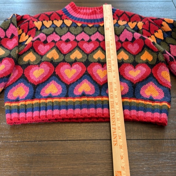 Farm Rio Colorful Heart Pattern Sweater Size Large - Picture 4 of 11